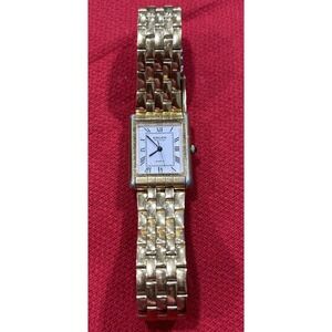 Vintage Gruen Precision‎ Gold Tone Rectangular Quartz Men's Watch New Batteries